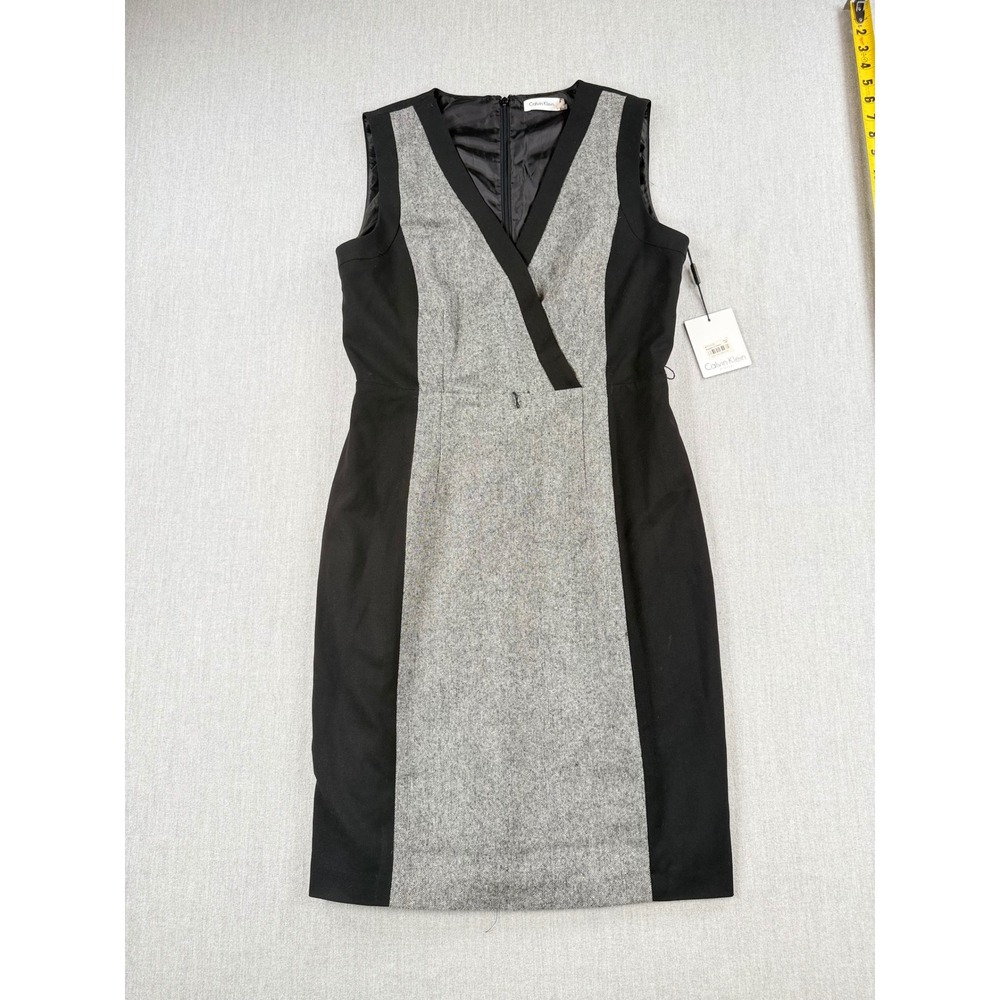Calvin Klein Womens Black Grey Colorblock Sheath Dress CD1X1CFI Size 10